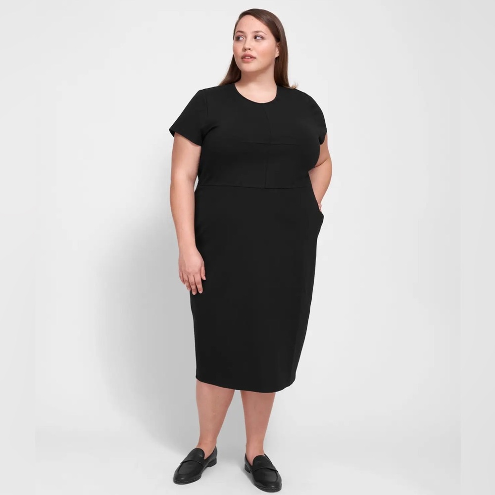 Universal Standard Elle Ponte Dress Sheath Midi Black Comfort Stretch M- 18/ 20